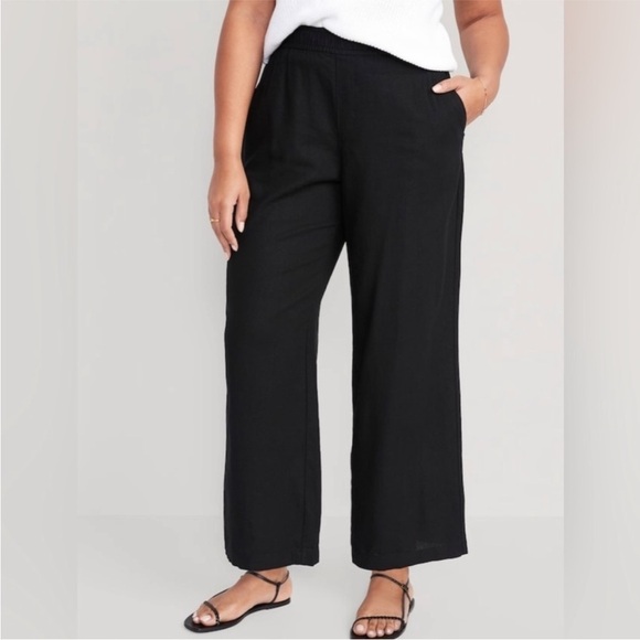 NWT! Black High-Waisted Linen-Blend Wide-Leg -Multiple🤎 - Picture 5 of 8